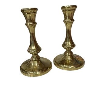 Brass Candlestick holders Lot of 2 Made in India 5.5" tall